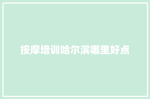 按摩培训哈尔滨哪里好点