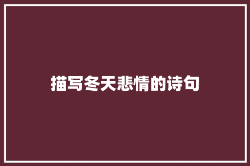 描写冬天悲情的诗句