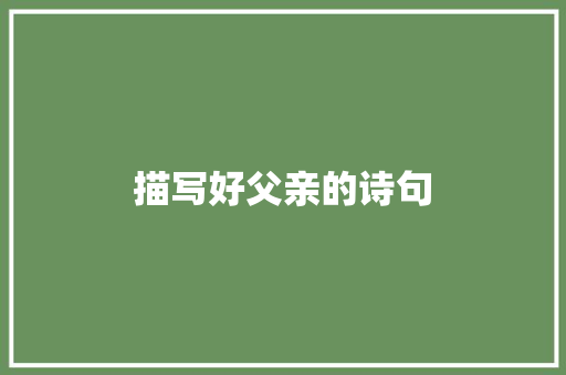 描写好父亲的诗句