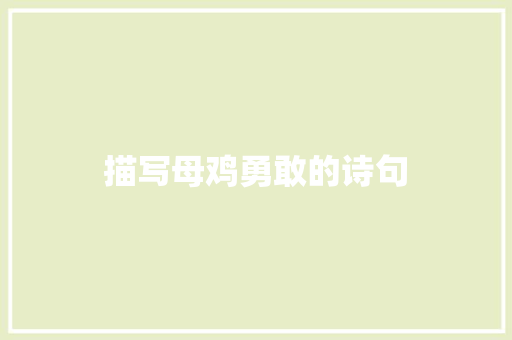 描写母鸡勇敢的诗句