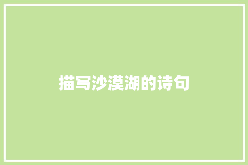 描写沙漠湖的诗句