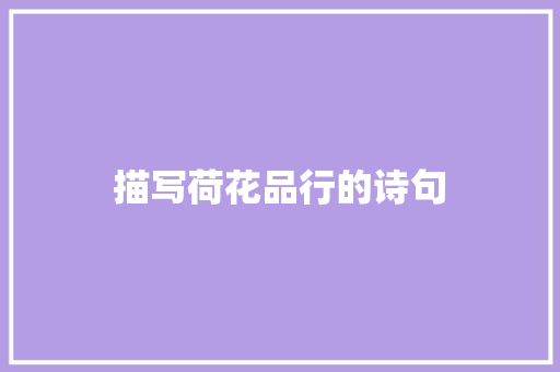 描写荷花品行的诗句