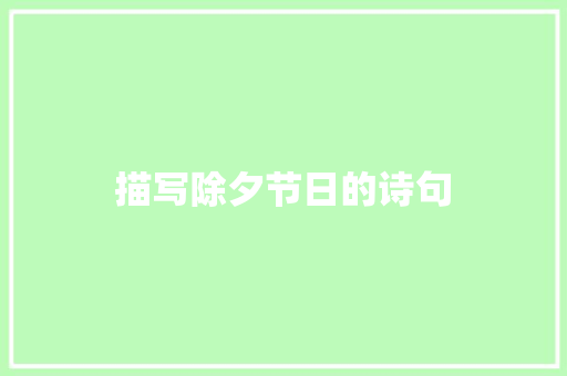 描写除夕节日的诗句
