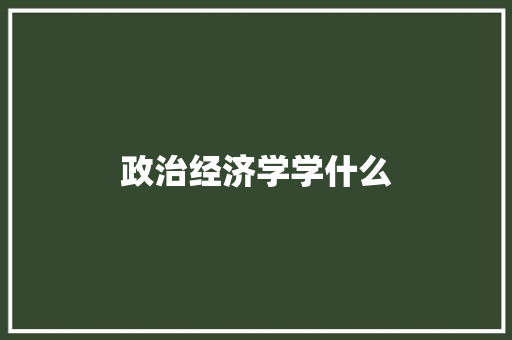 政治经济学学什么