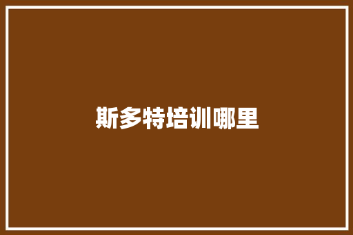 斯多特培训哪里