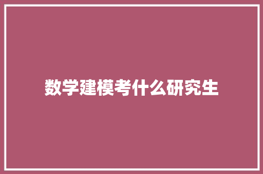 数学建模考什么研究生