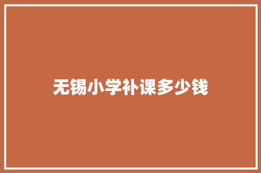 无锡小学补课多少钱
