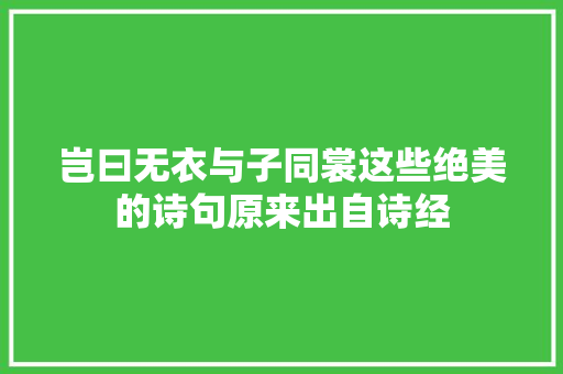 岂曰无衣与子同裳这些绝美的诗句原来出自诗经