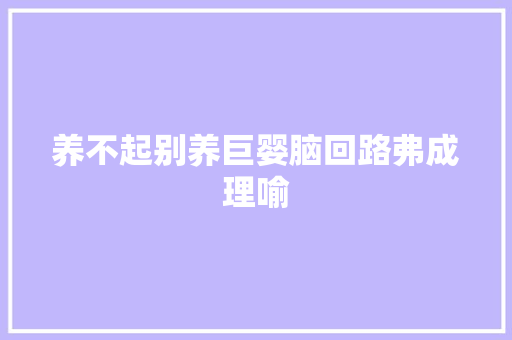 养不起别养巨婴脑回路弗成理喻