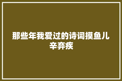 那些年我爱过的诗词摸鱼儿辛弃疾