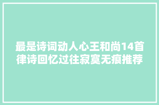 最是诗词动人心王和尚14首律诗回忆过往寂寞无痕推荐阅读