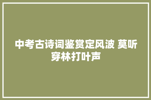 中考古诗词鉴赏定风波 莫听穿林打叶声