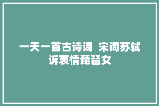 一天一首古诗词  宋词苏轼诉衷情琵琶女