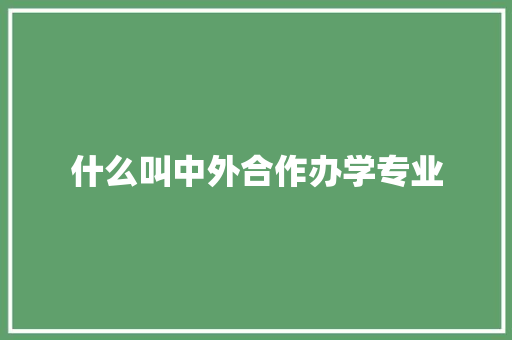 什么叫中外合作办学专业