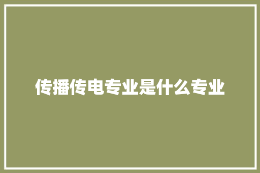 传播传电专业是什么专业