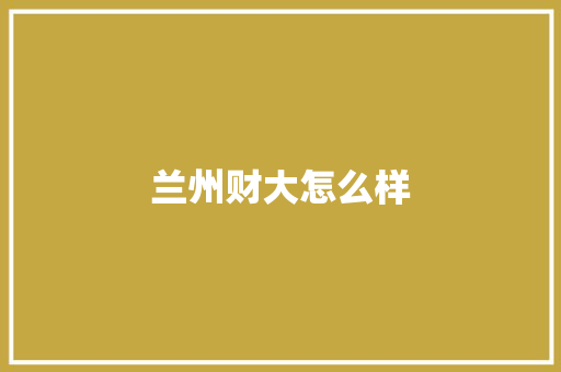 兰州财大怎么样
