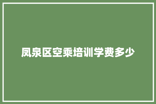 凤泉区空乘培训学费多少