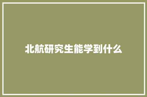 北航研究生能学到什么