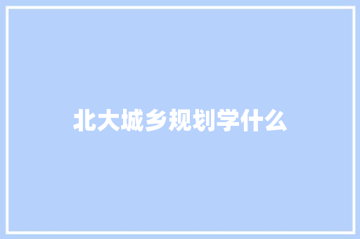 北大城乡规划学什么
