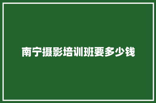 南宁摄影培训班要多少钱