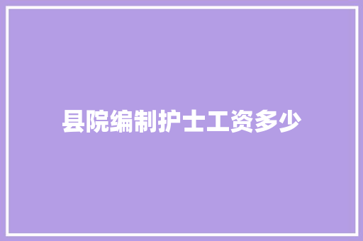 县院编制护士工资多少
