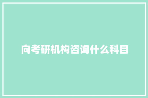 向考研机构咨询什么科目