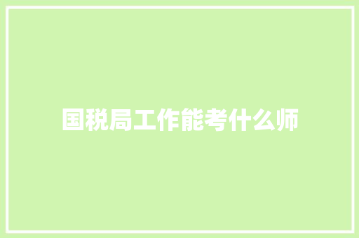 国税局工作能考什么师