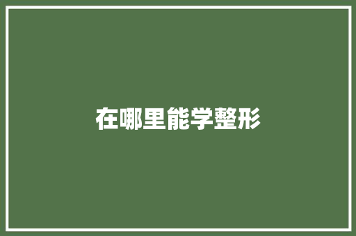 在哪里能学整形