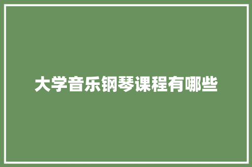 大学音乐钢琴课程有哪些