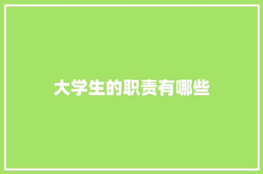 大学生的职责有哪些