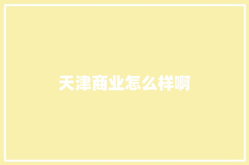 天津商业怎么样啊