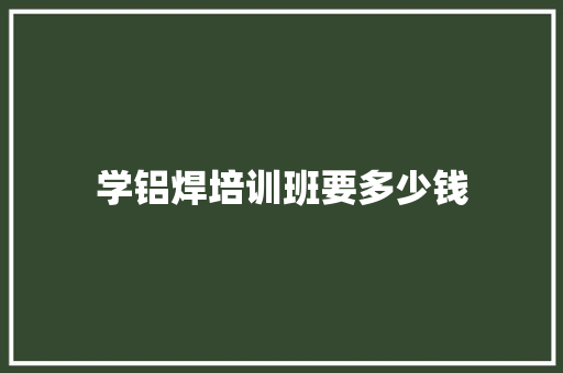 学铝焊培训班要多少钱