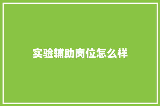 实验辅助岗位怎么样