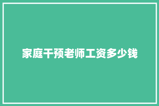 家庭干预老师工资多少钱