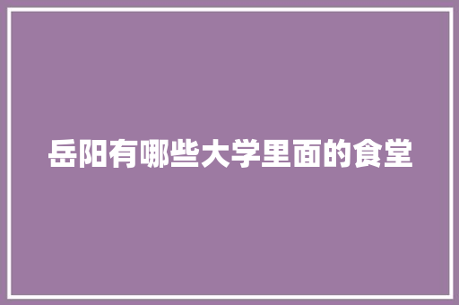 岳阳有哪些大学里面的食堂