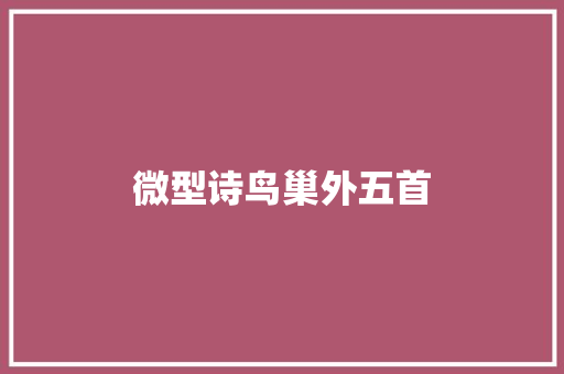微型诗鸟巢外五首