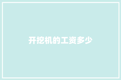 开挖机的工资多少
