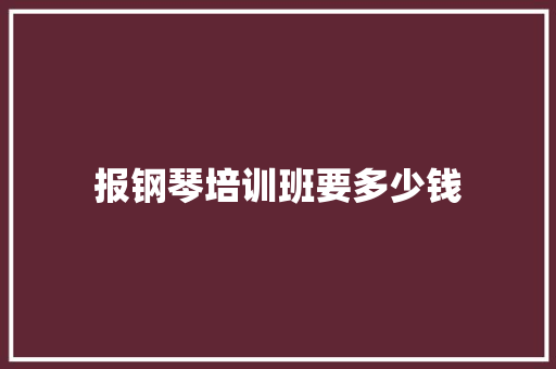 报钢琴培训班要多少钱
