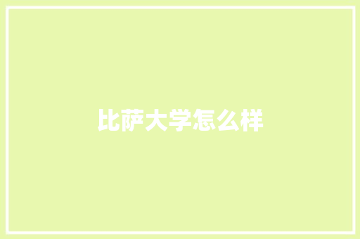 比萨大学怎么样