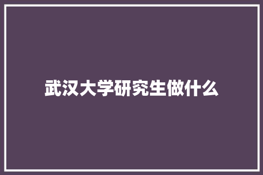 武汉大学研究生做什么