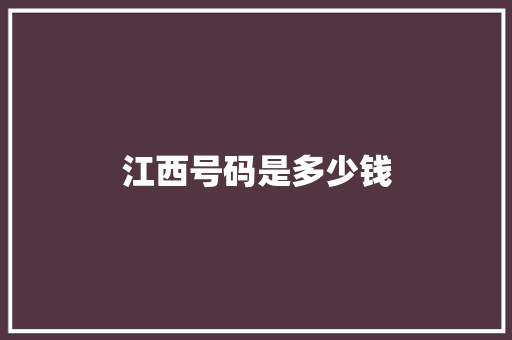 江西号码是多少钱
