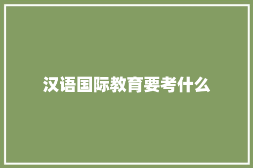 汉语国际教育要考什么