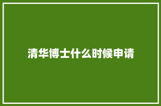 清华博士什么时候申请