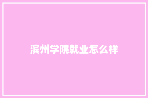 滨州学院就业怎么样