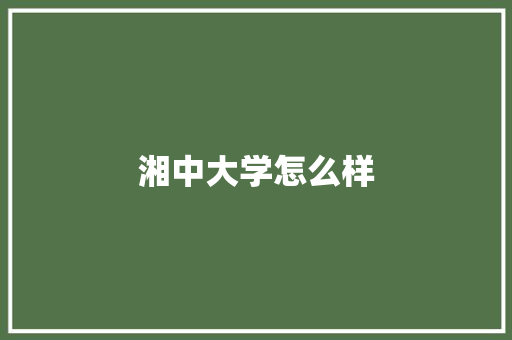 湘中大学怎么样