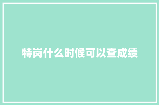特岗什么时候可以查成绩