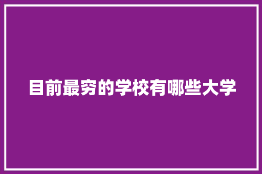 目前最穷的学校有哪些大学