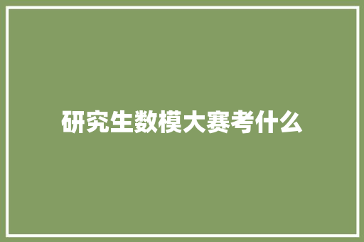 研究生数模大赛考什么