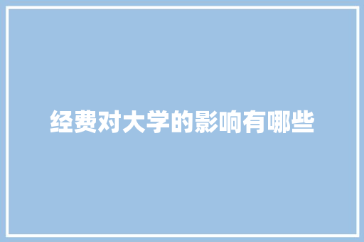 经费对大学的影响有哪些