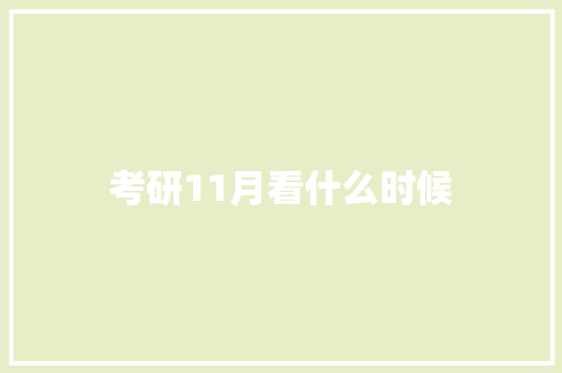 考研11月看什么时候